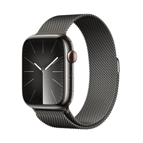 Apple Watch Series 9 GPS+Cellular with Graphite Milanese Loop - M/L (45mm Display, Graphite Stainless Steel Case)