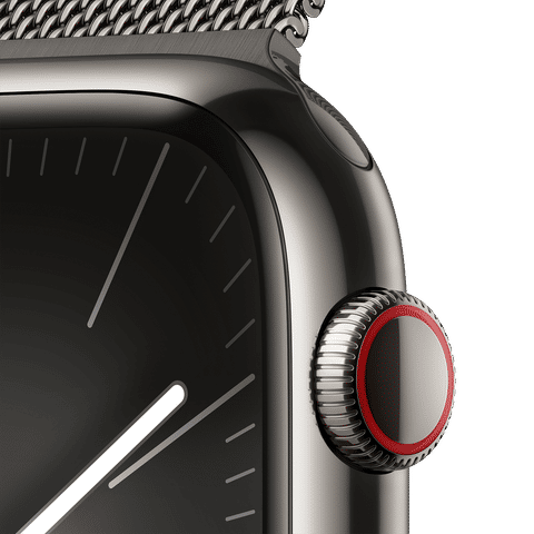 Apple Watch Series 9 GPS+Cellular with Graphite Milanese Loop - M/L (45mm Display, Graphite Stainless Steel Case)