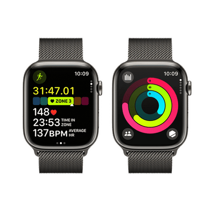 Apple Watch Series 9 GPS+Cellular with Graphite Milanese Loop - M/L (45mm Display, Graphite Stainless Steel Case)