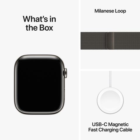 Apple Watch Series 9 GPS+Cellular with Graphite Milanese Loop - M/L (45mm Display, Graphite Stainless Steel Case)