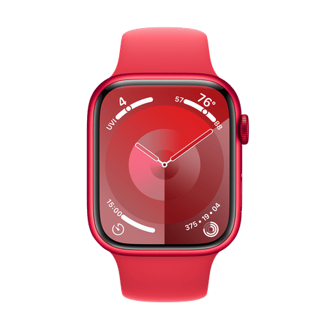 Apple Watch Series 9 GPS with Red Sport Band - M/L (45mm Display, Red Aluminium Case)