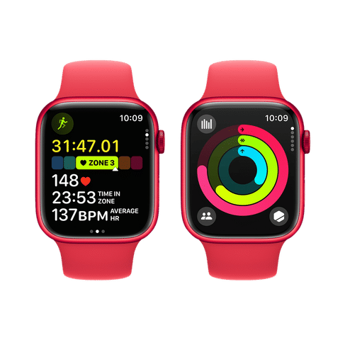 Apple Watch Series 9 GPS with Red Sport Band - M/L (45mm Display, Red Aluminium Case)