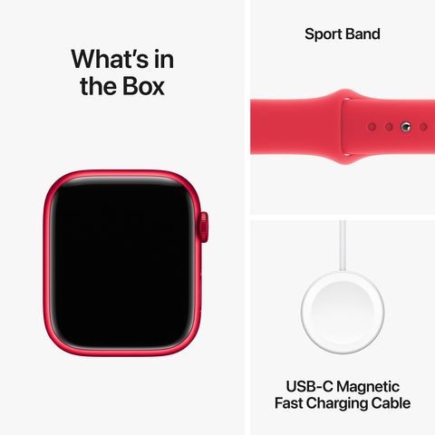 Apple Watch Series 9 GPS with Red Sport Band - M/L (45mm Display, Red Aluminium Case)