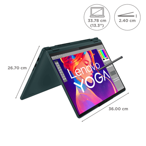 Lenovo Yoga 6 AMD Ryzen 5 (13.3 inch, 16GB, 512GB, Windows, MS Office 2021, AMD Radeon, FHD Display, Dark Teal, 83B2006CIN)