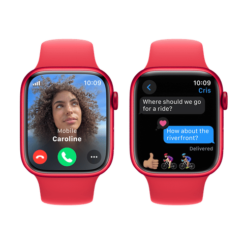 Apple Watch Series 9 GPS+Cellular with Red Sport Band - S/M (45mm Display, Red Aluminium Case)