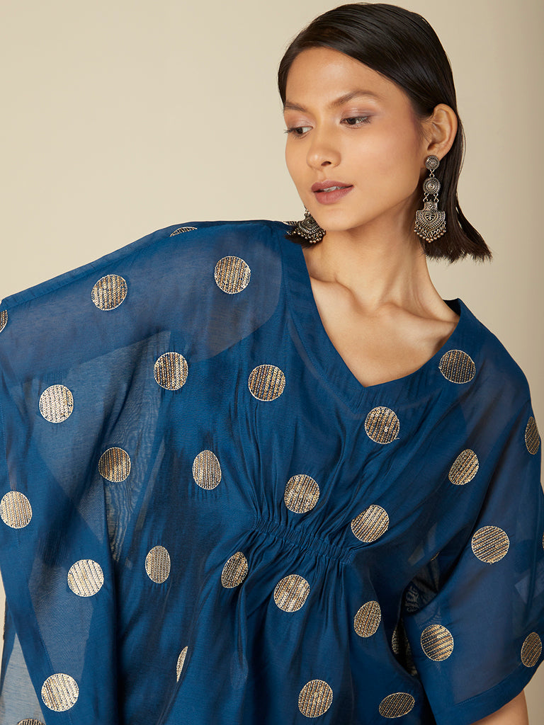 Vark Indigo Kaftan, Gharara & Dupatta Set