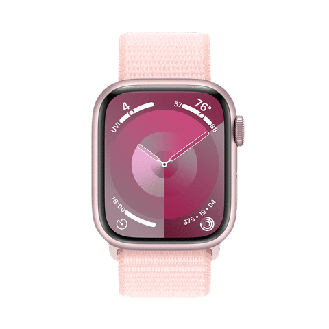 Apple Watch Series 9 GPS with Light Pink Sport Loop - S/M (41mm Display, Pink Aluminium Case)