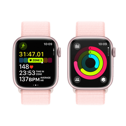 Apple Watch Series 9 GPS with Light Pink Sport Loop - S/M (41mm Display, Pink Aluminium Case)