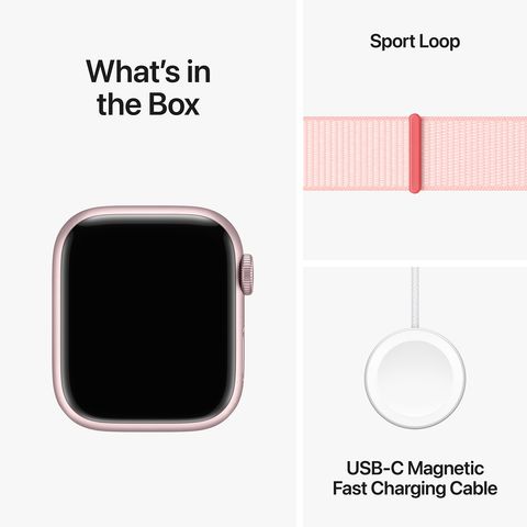 Apple Watch Series 9 GPS with Light Pink Sport Loop - S/M (41mm Display, Pink Aluminium Case)