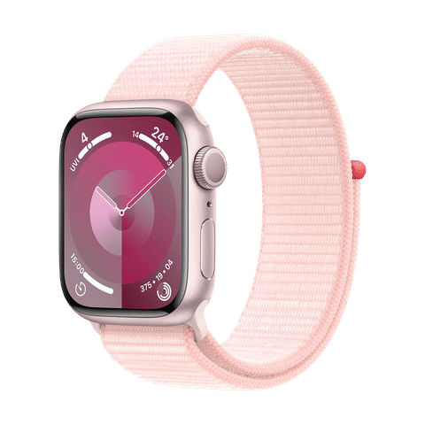 Apple Watch Series 9 GPS with Light Pink Sport Loop - S/M (41mm Display, Pink Aluminium Case)