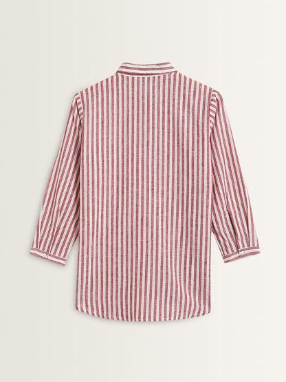 Zuba Red Striped Straight Cotton Tunic