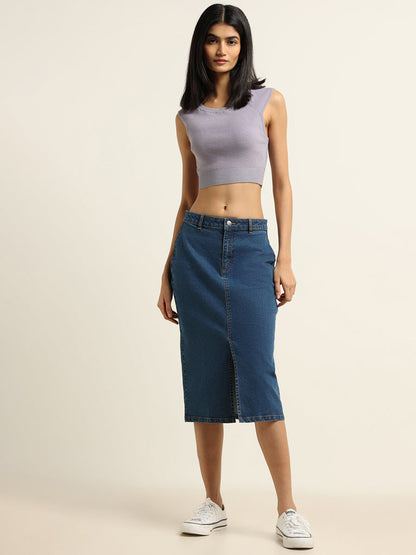 Nuon Lavender Slim Fit Crop Top