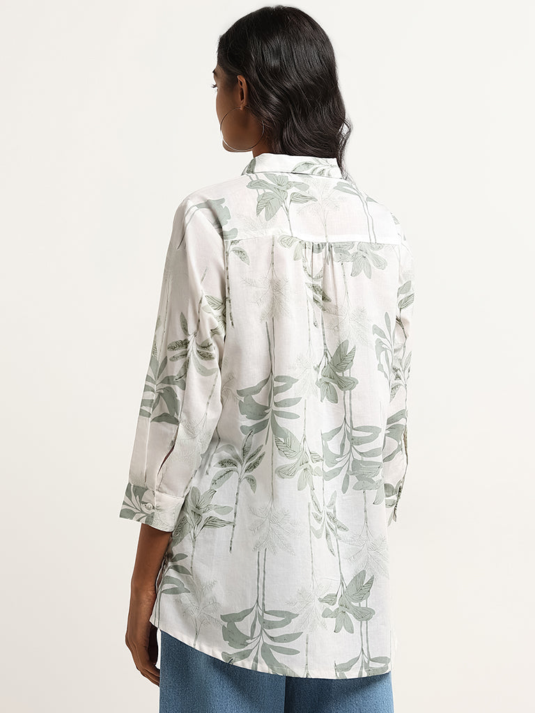 Utsa Green Floral Printed Cotton Tunic