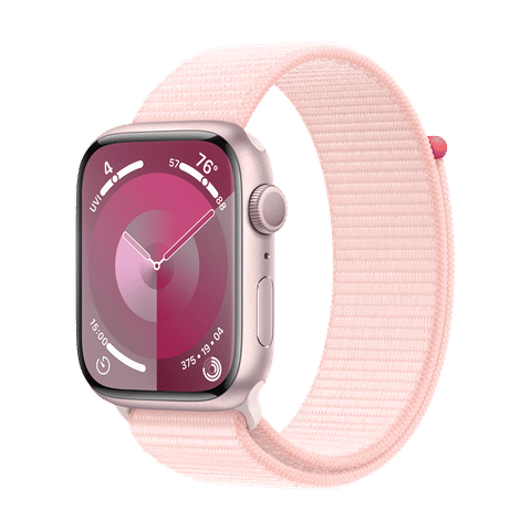 Apple Watch Series 9 GPS with Light Pink Sport Loop - M/L (45mm Display, Pink Aluminium Case)