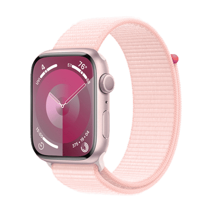 Apple Watch Series 9 GPS with Light Pink Sport Loop - M/L (45mm Display, Pink Aluminium Case)