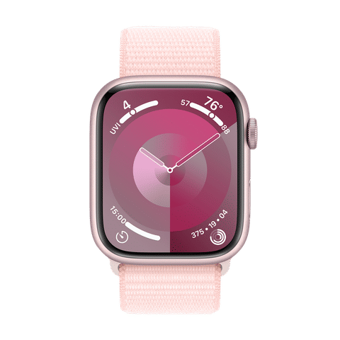 Apple Watch Series 9 GPS with Light Pink Sport Loop - M/L (45mm Display, Pink Aluminium Case)