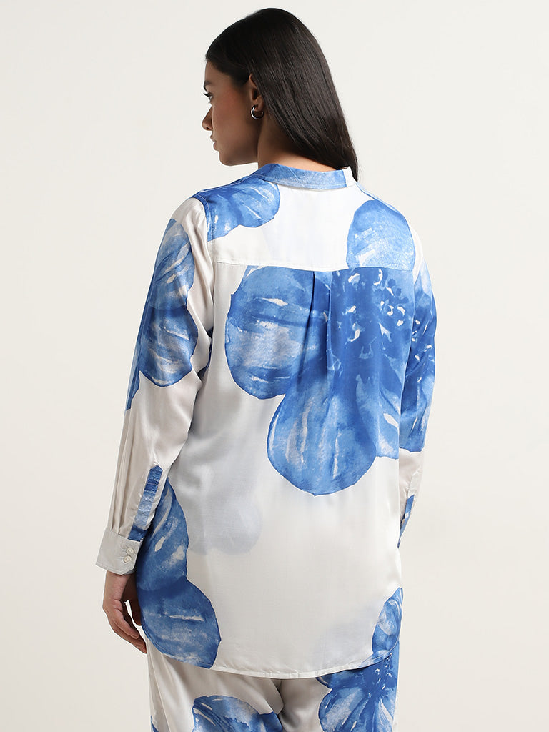 Diza Blue Floral Printed Tunic