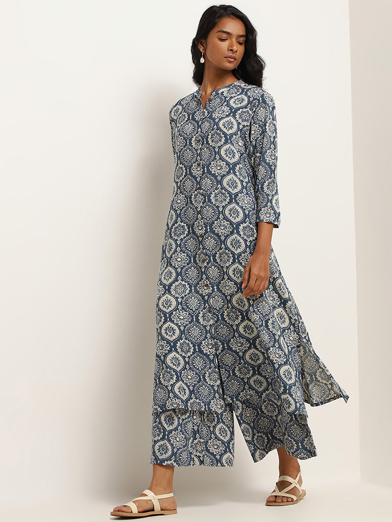 Utsa Blue Printed Palazzos