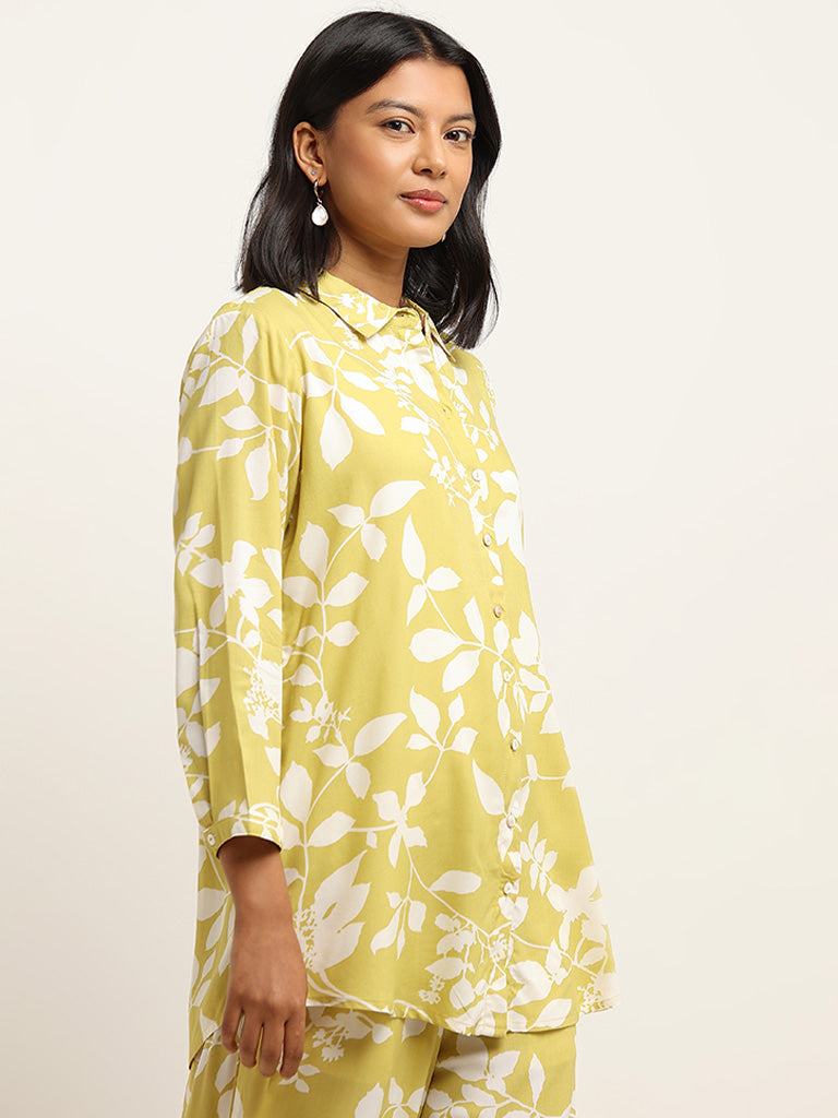 Utsa Lime Leaf Printed Straight Tunic