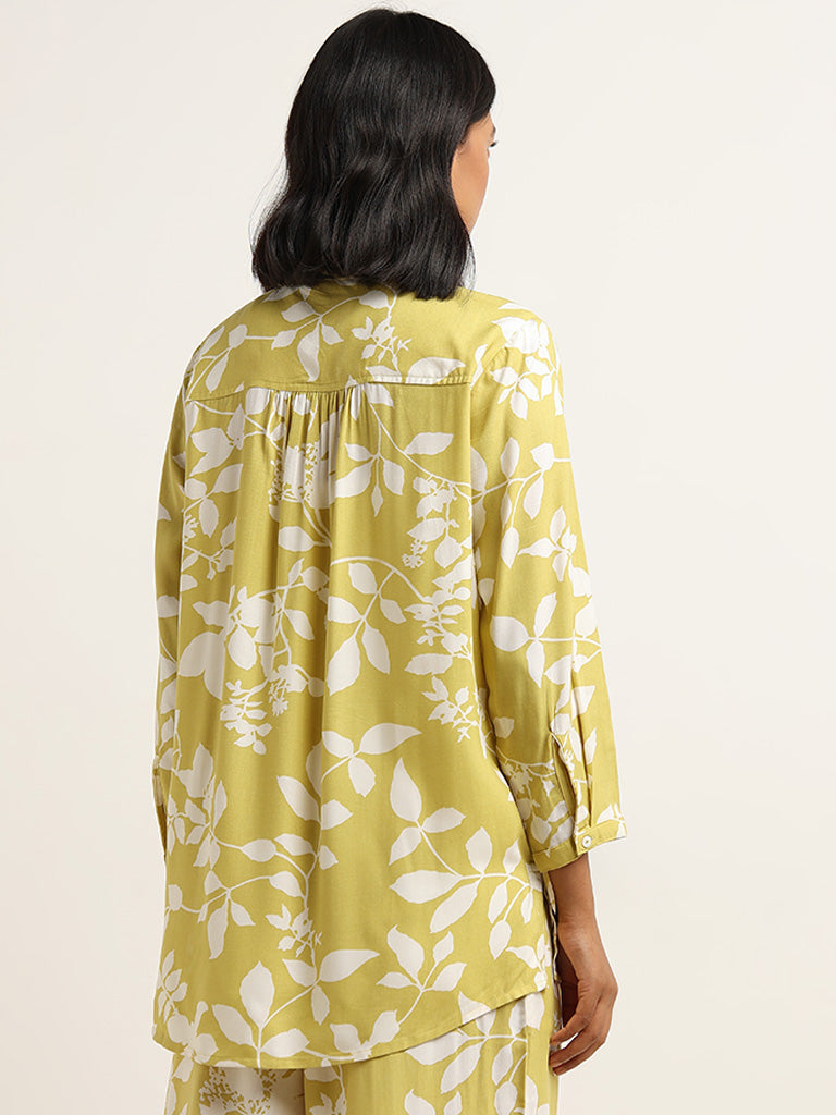 Utsa Lime Leaf Printed Straight Tunic