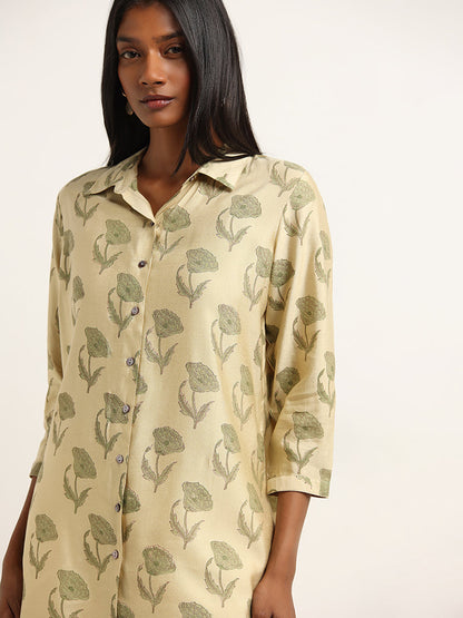 Zuba Sage Floral Printed Straight Tunic