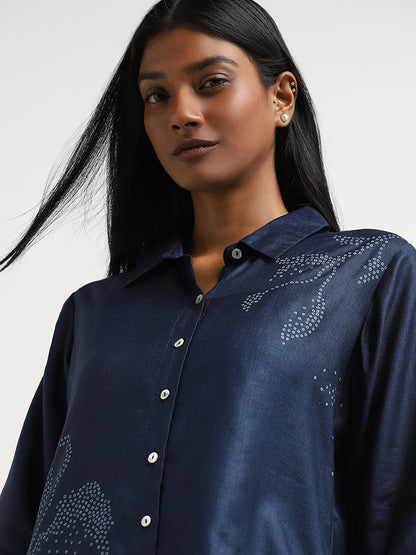 Zuba Indigo Flower Design Straight Tunic