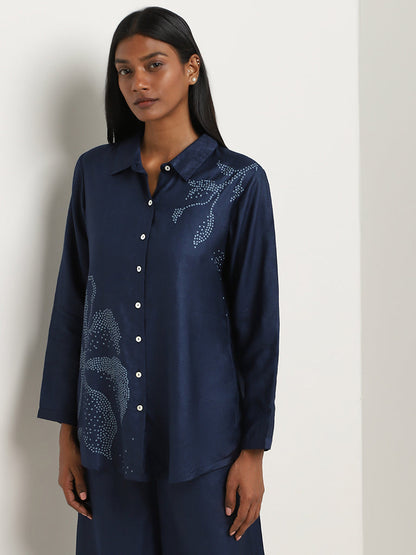 Zuba Indigo Flower Design Straight Tunic