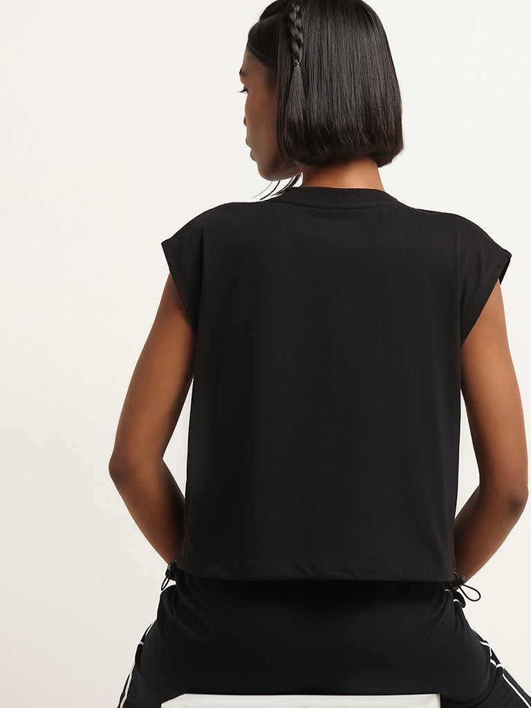 Studiofit Black V-Neck Cotton Top