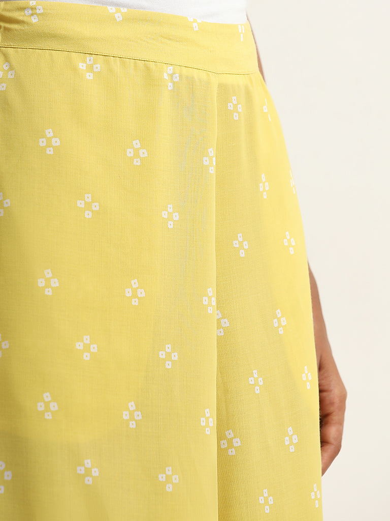 Utsa Yellow Bandhani Printed Mid-Rise Palazzos