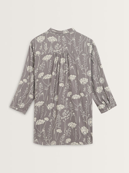 Utsa Grey Floral Printed Straight Tunic