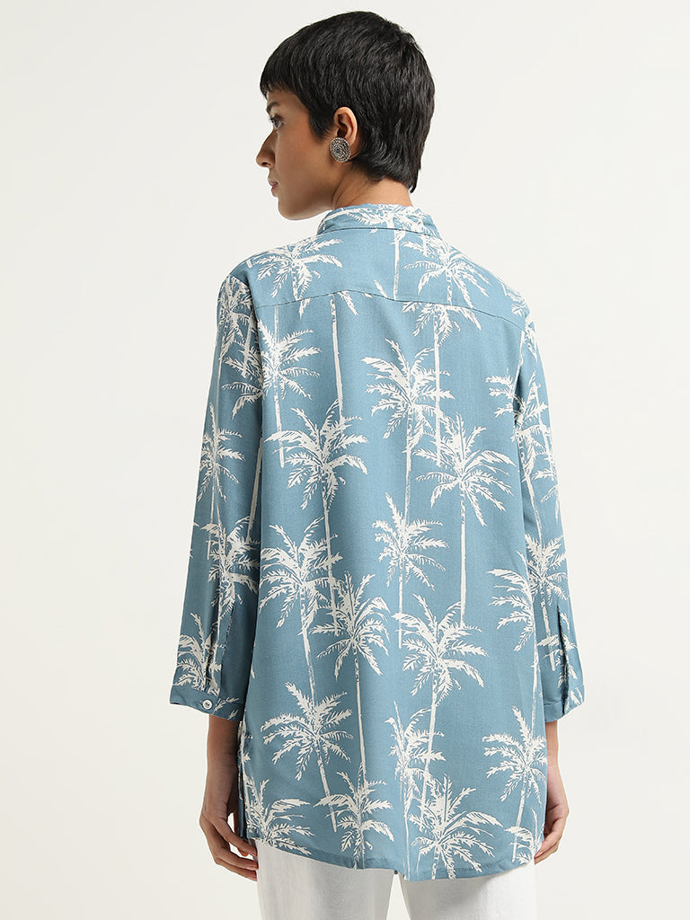 Utsa Blue Tropical Inspired Straight Tunic