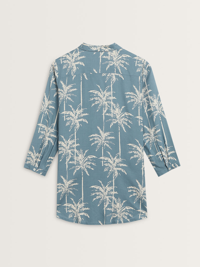 Utsa Blue Tropical Inspired Straight Tunic