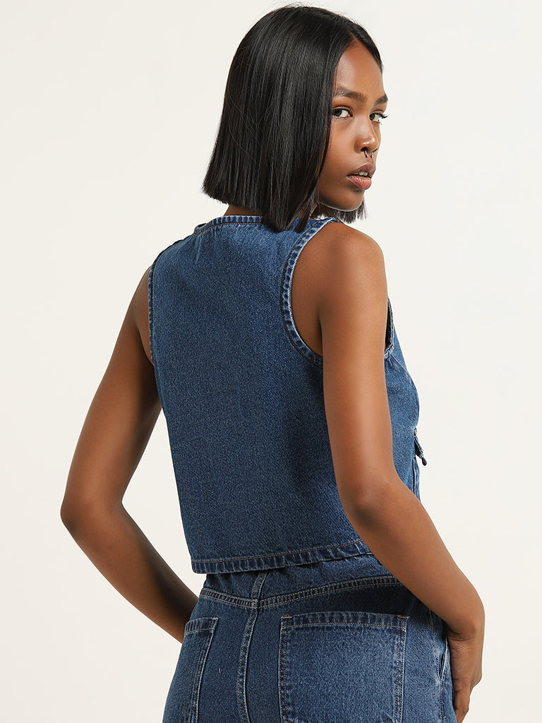 Nuon Dark Blue Denim Top