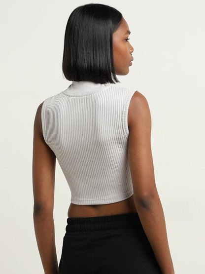 Studiofit Lilac Ribbed Textured Crop Top