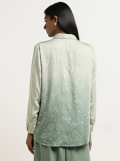 Zuba Sage Floral Bandhani Print Straight Tunic