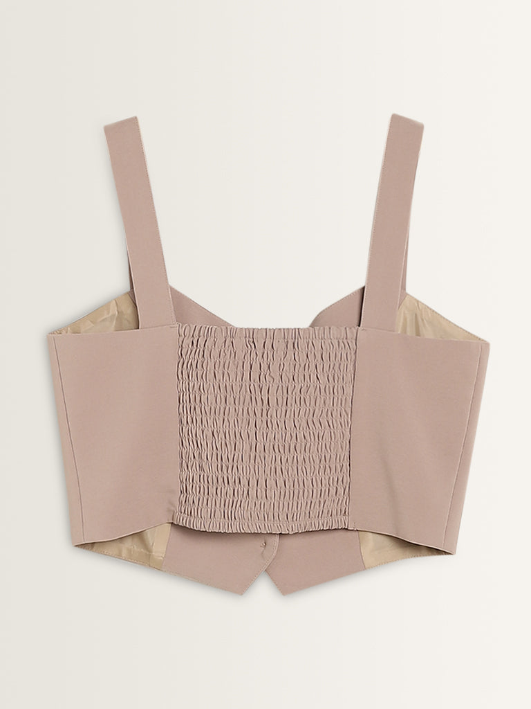 Nuon Taupe Crop Top