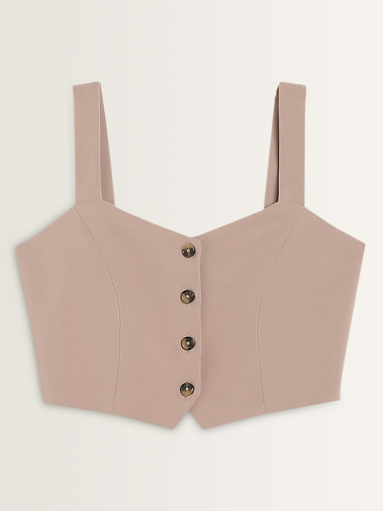 Nuon Taupe Crop Top