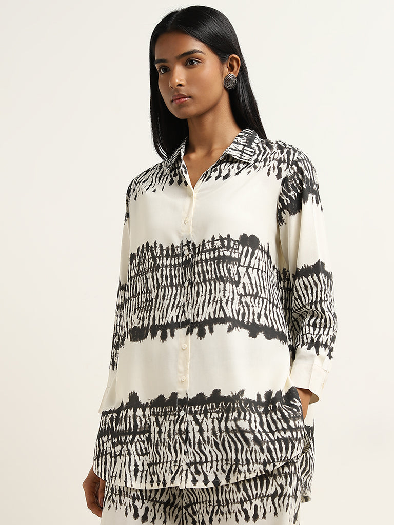 Utsa Black Tie-Dye Printed Straight Tunic