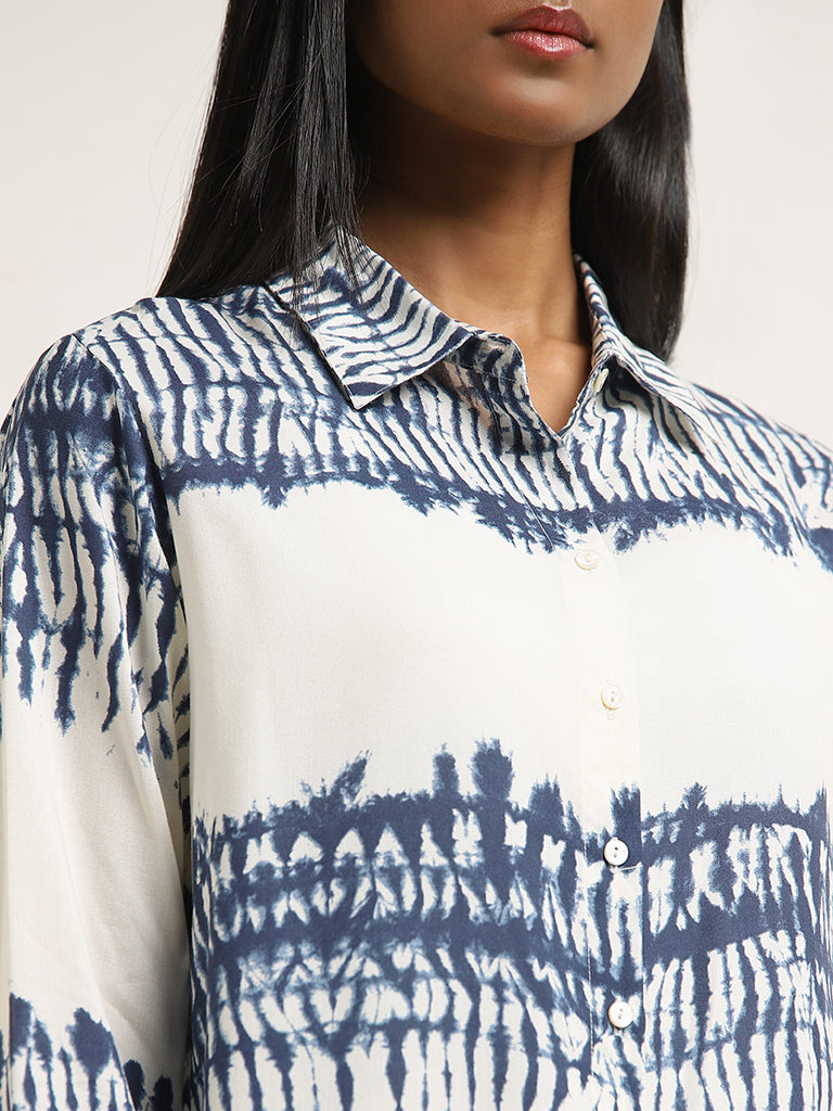 Utsa Indigo Tie-Dye Printed Straight Tunic