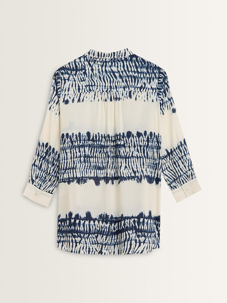 Utsa Indigo Tie-Dye Printed Straight Tunic