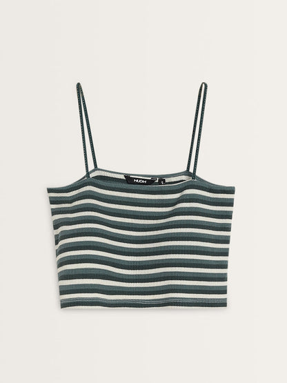 Nuon Dark Green Striped Knitted Top