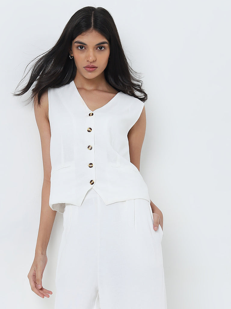 LOV White Waistcoat-Style Top