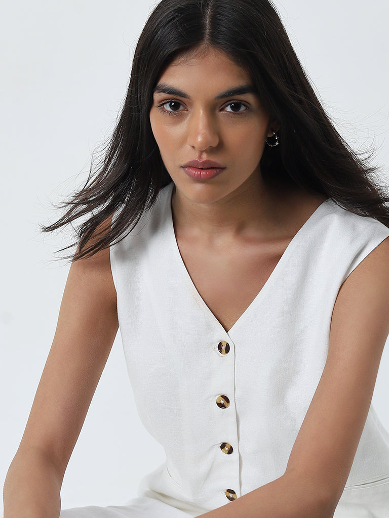 LOV White Waistcoat-Style Top