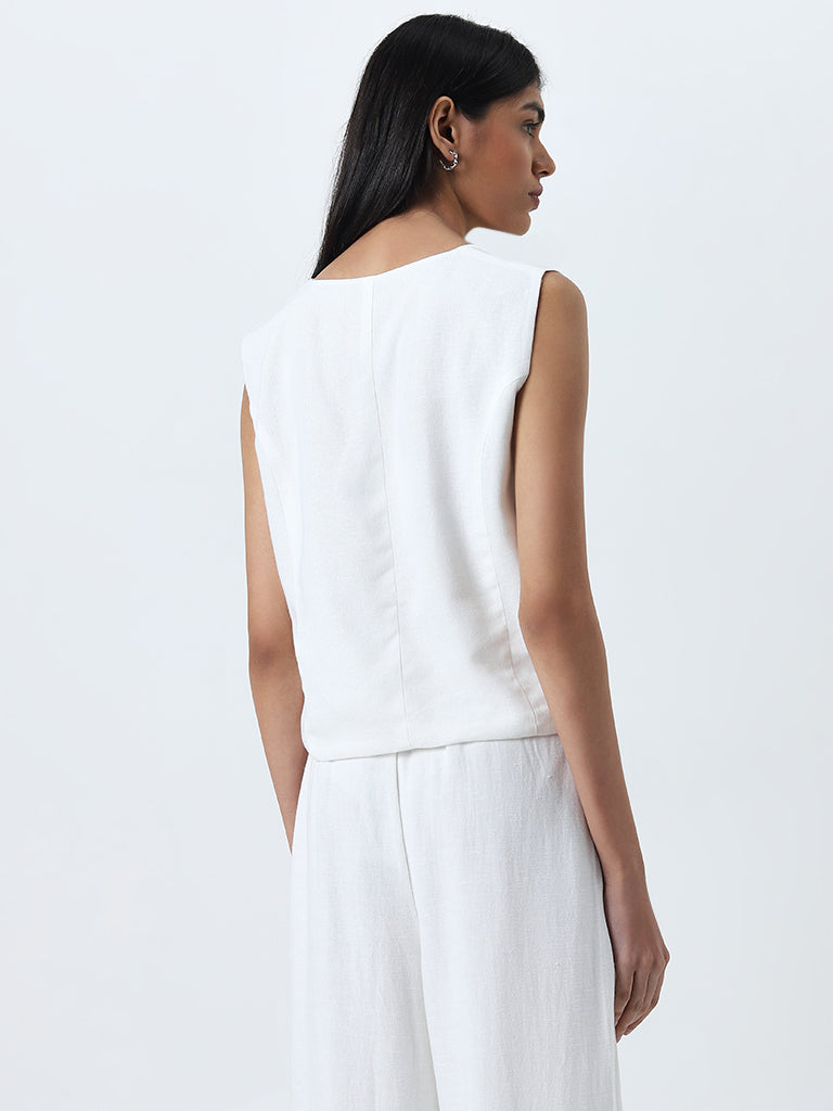 LOV White Waistcoat-Style Top