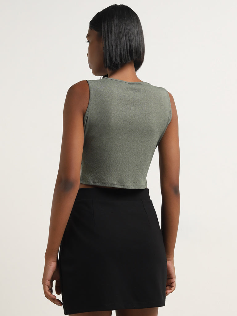 Nuon Olive Crop Top