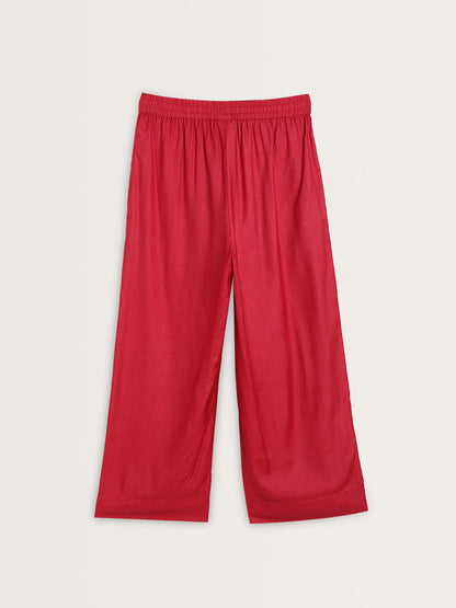 Zuba Magenta Solid High-Rise Palazzos