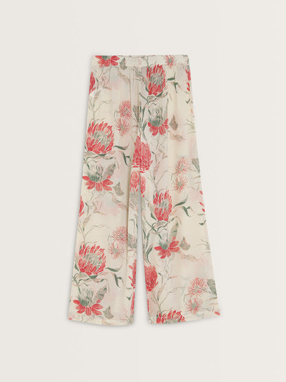 Zuba Off-White Floral High-Rise Palazzos