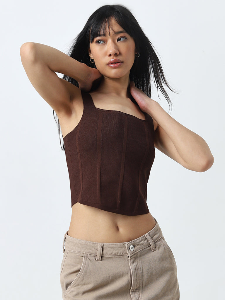 Nuon Dark Brown Crop Top