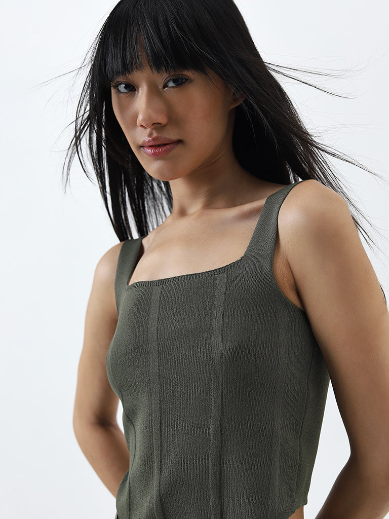 Nuon Olive Textured Top