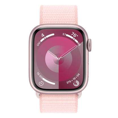 Apple Watch Series 9 GPS+Cellular with Light Pink Sport Loop - S/M (41mm Display, Pink Aluminium Case)